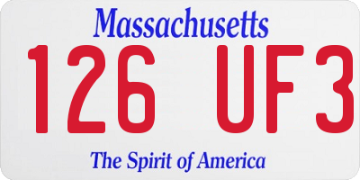 MA license plate 126UF3