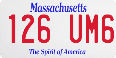 MA license plate 126UM6