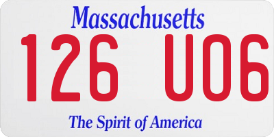 MA license plate 126UO6
