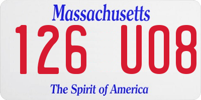MA license plate 126UO8
