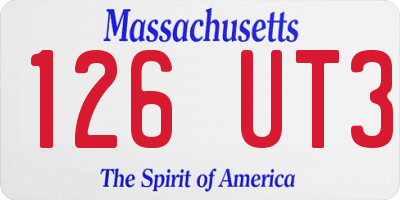 MA license plate 126UT3