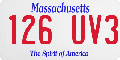 MA license plate 126UV3