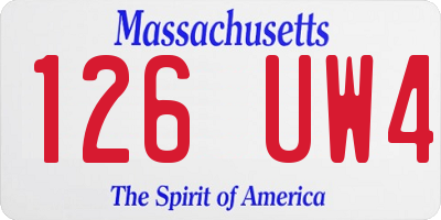 MA license plate 126UW4