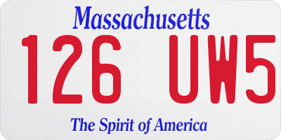 MA license plate 126UW5