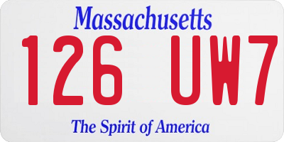 MA license plate 126UW7