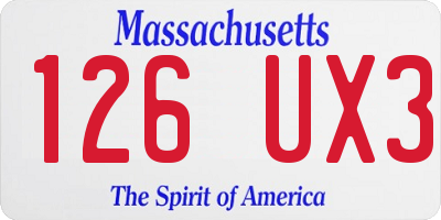 MA license plate 126UX3