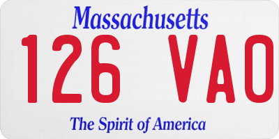 MA license plate 126VA0