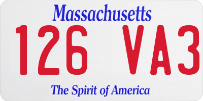 MA license plate 126VA3
