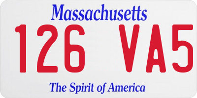MA license plate 126VA5