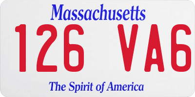MA license plate 126VA6
