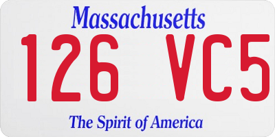 MA license plate 126VC5