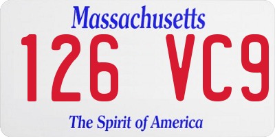 MA license plate 126VC9