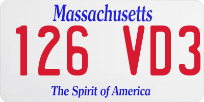 MA license plate 126VD3