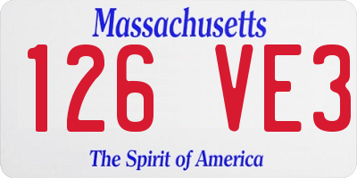 MA license plate 126VE3