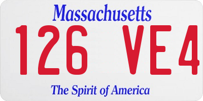 MA license plate 126VE4