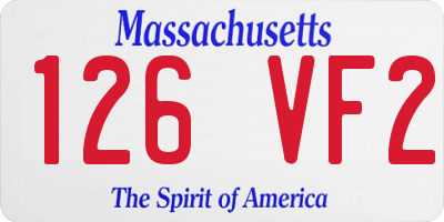 MA license plate 126VF2