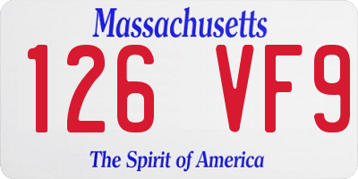 MA license plate 126VF9