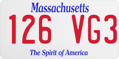 MA license plate 126VG3