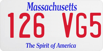 MA license plate 126VG5