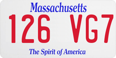 MA license plate 126VG7