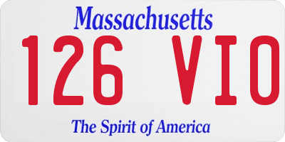 MA license plate 126VI0