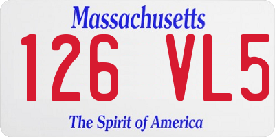 MA license plate 126VL5