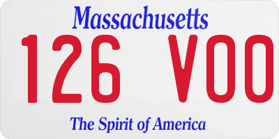 MA license plate 126VO0