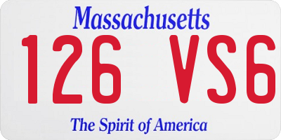 MA license plate 126VS6