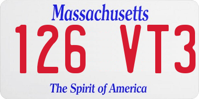 MA license plate 126VT3