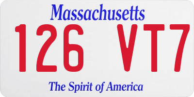 MA license plate 126VT7