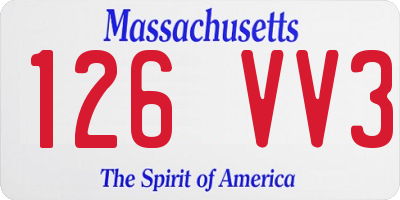 MA license plate 126VV3