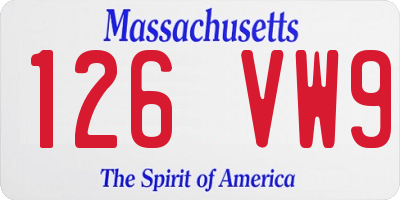 MA license plate 126VW9