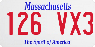 MA license plate 126VX3