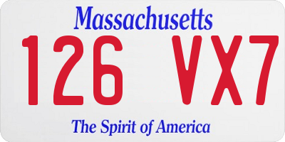 MA license plate 126VX7