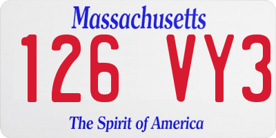 MA license plate 126VY3