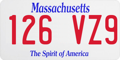 MA license plate 126VZ9