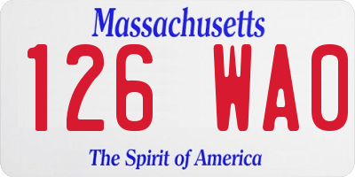 MA license plate 126WA0