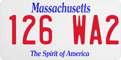 MA license plate 126WA2