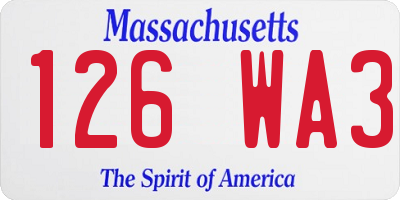 MA license plate 126WA3