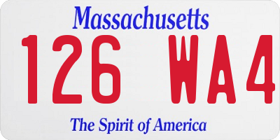 MA license plate 126WA4