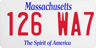 MA license plate 126WA7