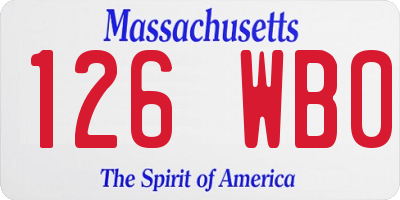 MA license plate 126WB0