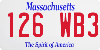 MA license plate 126WB3