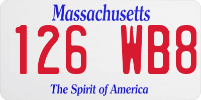 MA license plate 126WB8