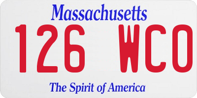 MA license plate 126WC0