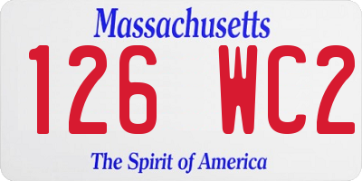 MA license plate 126WC2