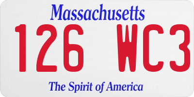 MA license plate 126WC3