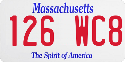 MA license plate 126WC8