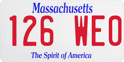 MA license plate 126WE0