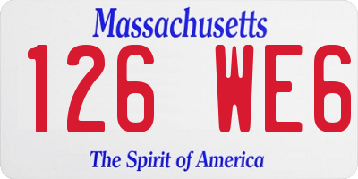 MA license plate 126WE6